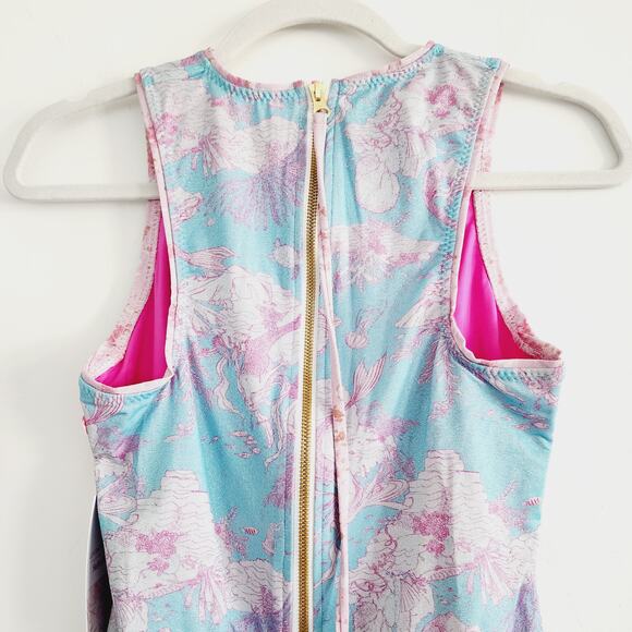 LoveShackFancy x Hurley Reversible Floral Blue & Pink One-Piece Swimsuit Medium - Picture 9 of 14